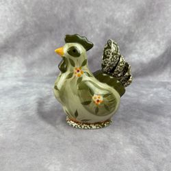 Temp-tations Measuring Spoons Rooster Holder Green Old World Ceramic Set