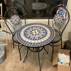 Outdoor Mosaic Bistro Set – Table & 2 Chairs