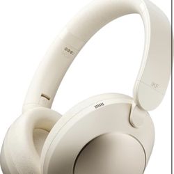 Active Noise Cancelling Wireless Over Ear Bluetooth Headphones, Deep Bass Headset, Low Latency, Memory Foam Ear Cups,100H Playtime Offwhite）