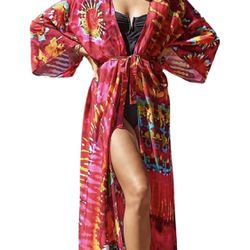 Womenloose Kimono Duster Beach Blouse Long Beach Kimono Robe Cover ups Kimonos for Women