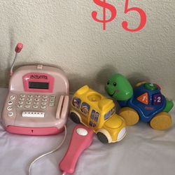 Wheel on the bus, Toy cash register, turtle learning with music