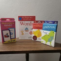 Flash Cards Phonics, English/ Spanish, Dinosaurs, Word Lot Of 4 Sets (S)