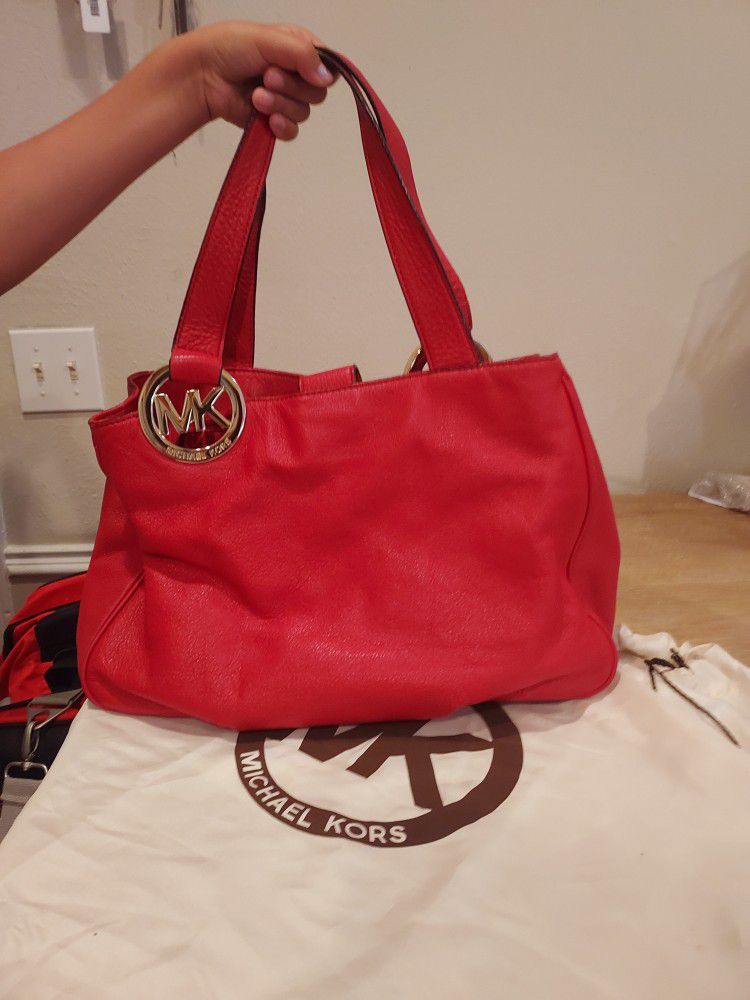 Authentic Red Michael Kors Handbag