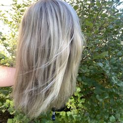 Madison Hair Collection - Ash blonde, human hair, lace top wig - Lucinda luxury cap (S)