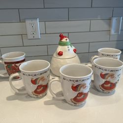 Holiday Mug Set With Cookie/ Sugar Jar 