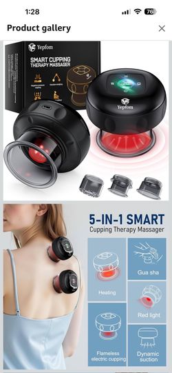 5-in-1 Smart Dynamic Cupping Set, 12 Levels Cupping Kit for Massage Therapy with Red Ligh-t Therapy&Heat Penetrates for Targeted Pain Relief, Knots, A