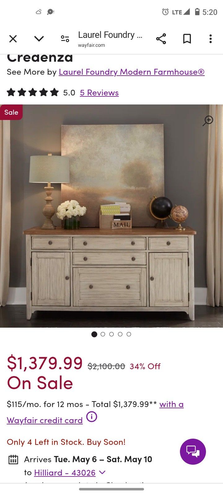 Credenza/ Sideboard/Buffet Cabinet