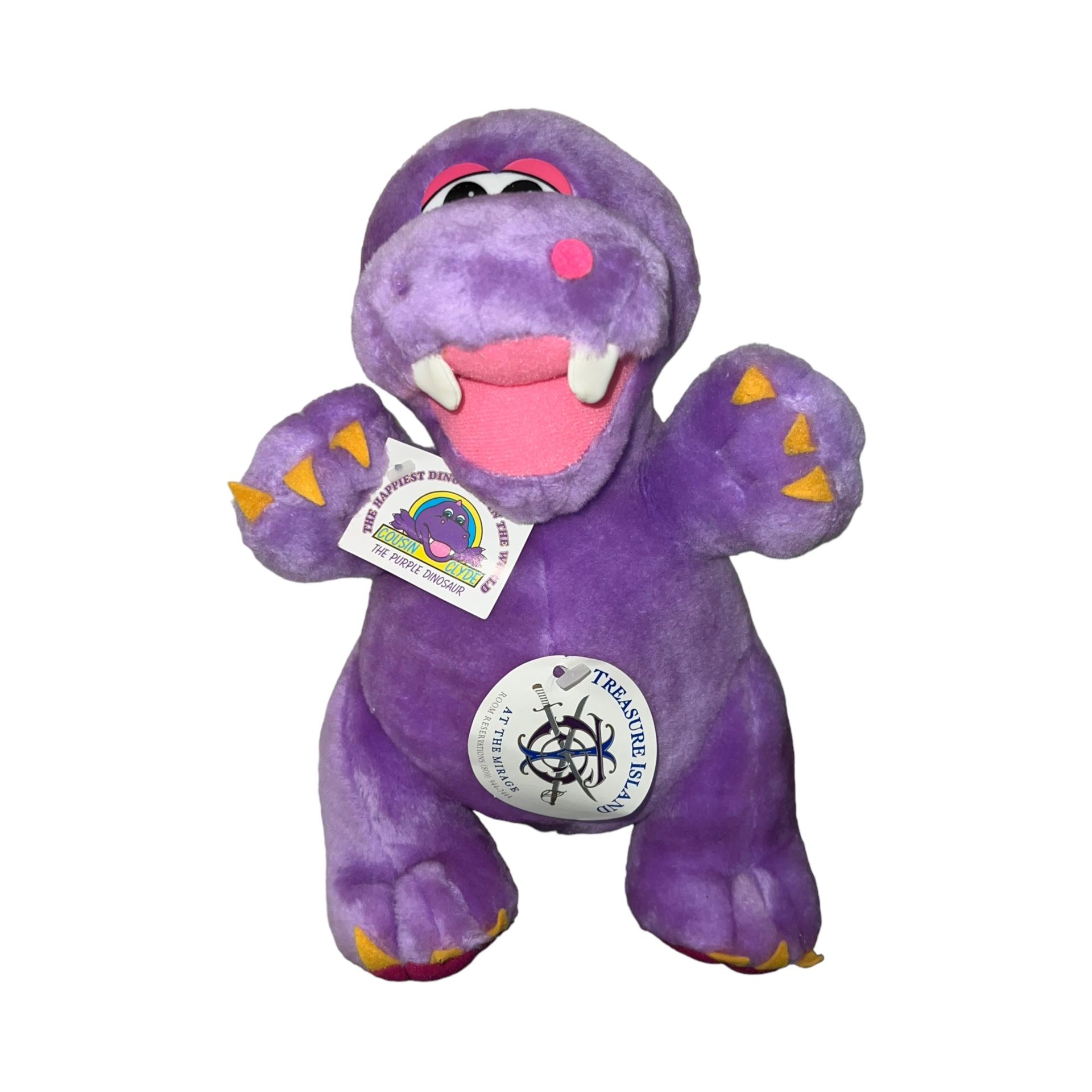 Cousin Clyde Purple Dinosaur Plush 12” Happiest In The World 1992 New w/ Tag