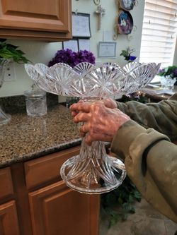 Crystal cake plate large, heavy never been used $100. I have two left one hundred each