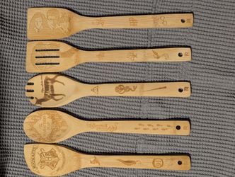 Harry Potter Engraved Bamboo Kitchen Utensil Set – 5 Pieces