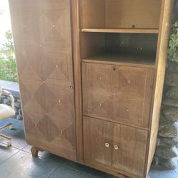 Mid-century Cabinet w/ Fold-out Desk And Liquor Cabinet