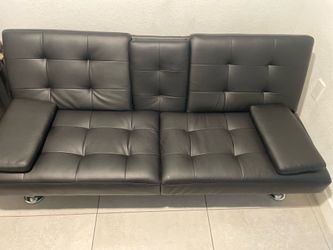 Black Faux Leather Futon sofa Bed