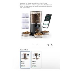 Brand new Automatic Cat Feeder for 3 Cats, 6L/25 Cup Cat Food Dispenser with Strong Anti-Jam System, Dual-Effect Desiccant, Smart WiFi App Control Pet