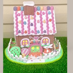Light-Up Pastel Gingerbread House