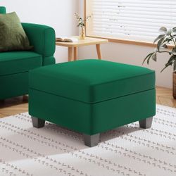 Modular Sectional Sofa Seat Cube Footrest Coffee Table Square Modular Storage Ottoman, Green