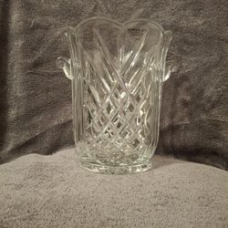 Towle Full Lead Crystal Vase Or I E Bucket Decorative Swirls On Side Diamond Shaped Parrern Clear Glass