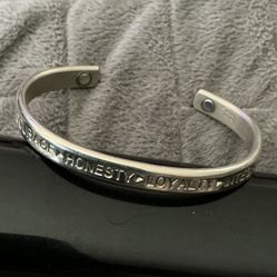 Sergio Lub Silver Cuff Adjustable Bracelet “Courage” Virtues