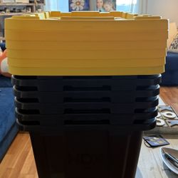 (6) HDX storage bins 27 gallons. $48 for all 