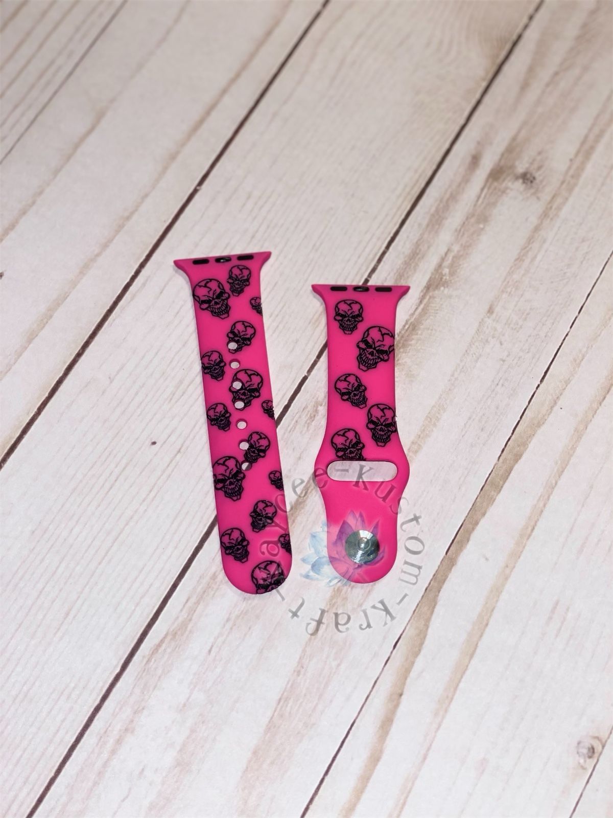 Bright Pink Skull Apple Watch Silicone Band