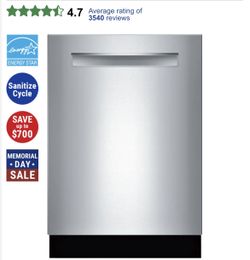 Bosch 500 Series Top Control 24 in Built In Dishwasher Stainless