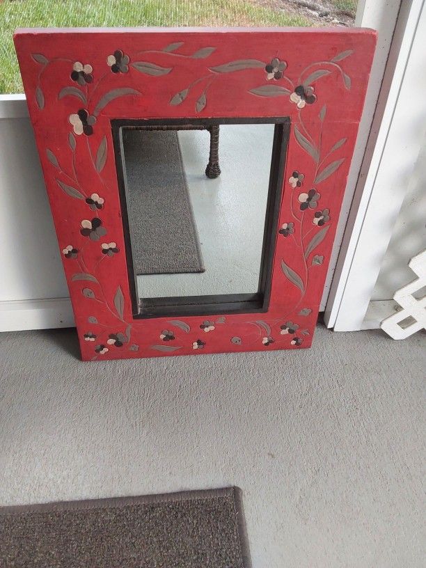 Bohemian Boho Solid Wood Frame Mirror 20x16x1