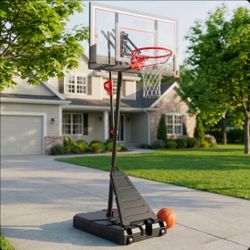 Portable Basketball Hoop with Wheels, 44-inch Polycarbonate Backboard