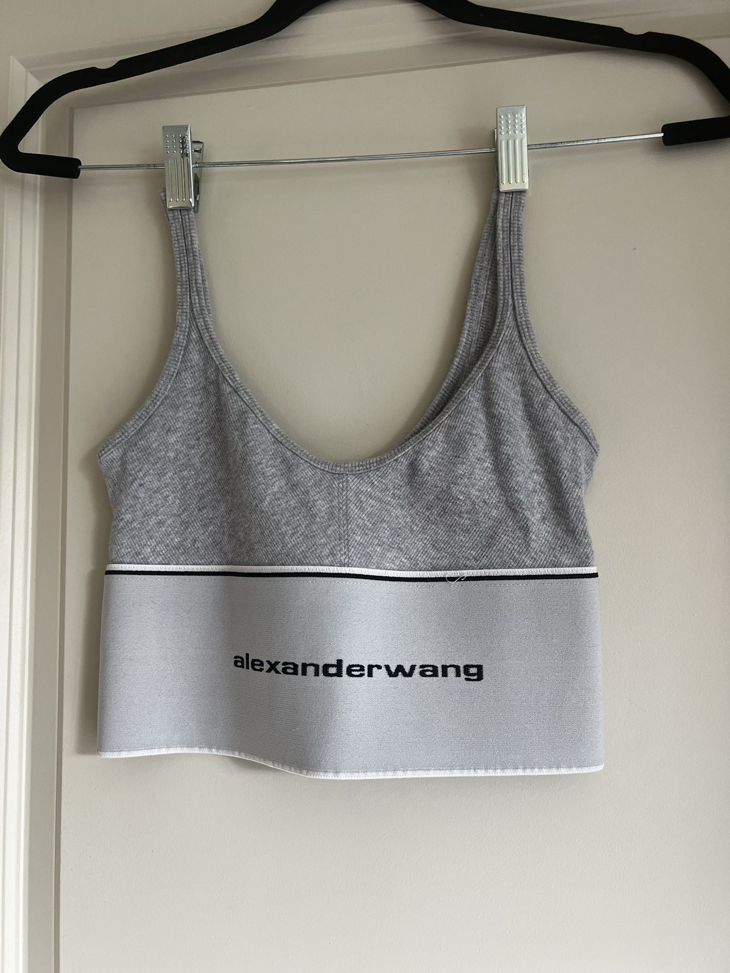 Alexander Wang Logo Crop Top Tank – Grey