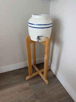 Ceramic 5-Gallon Water Dispenser + Wood Stand (MOVING SALE)