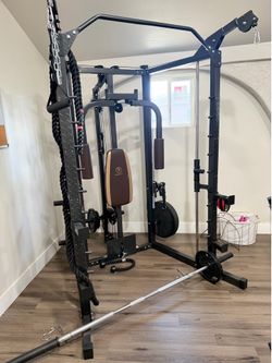 Marcy Smith Cage Workout Machine Full Body StrengthTraining Home Gym Equipment System with Leg Developer, Press Bar, PEC Deck, and Squat Rack