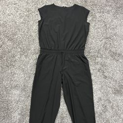 Women’s ALBION FIT Black Nylon Cap Sleeve Jumpsuit - Size Large