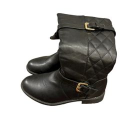 Black Quilted Girl Boots Size 1Y