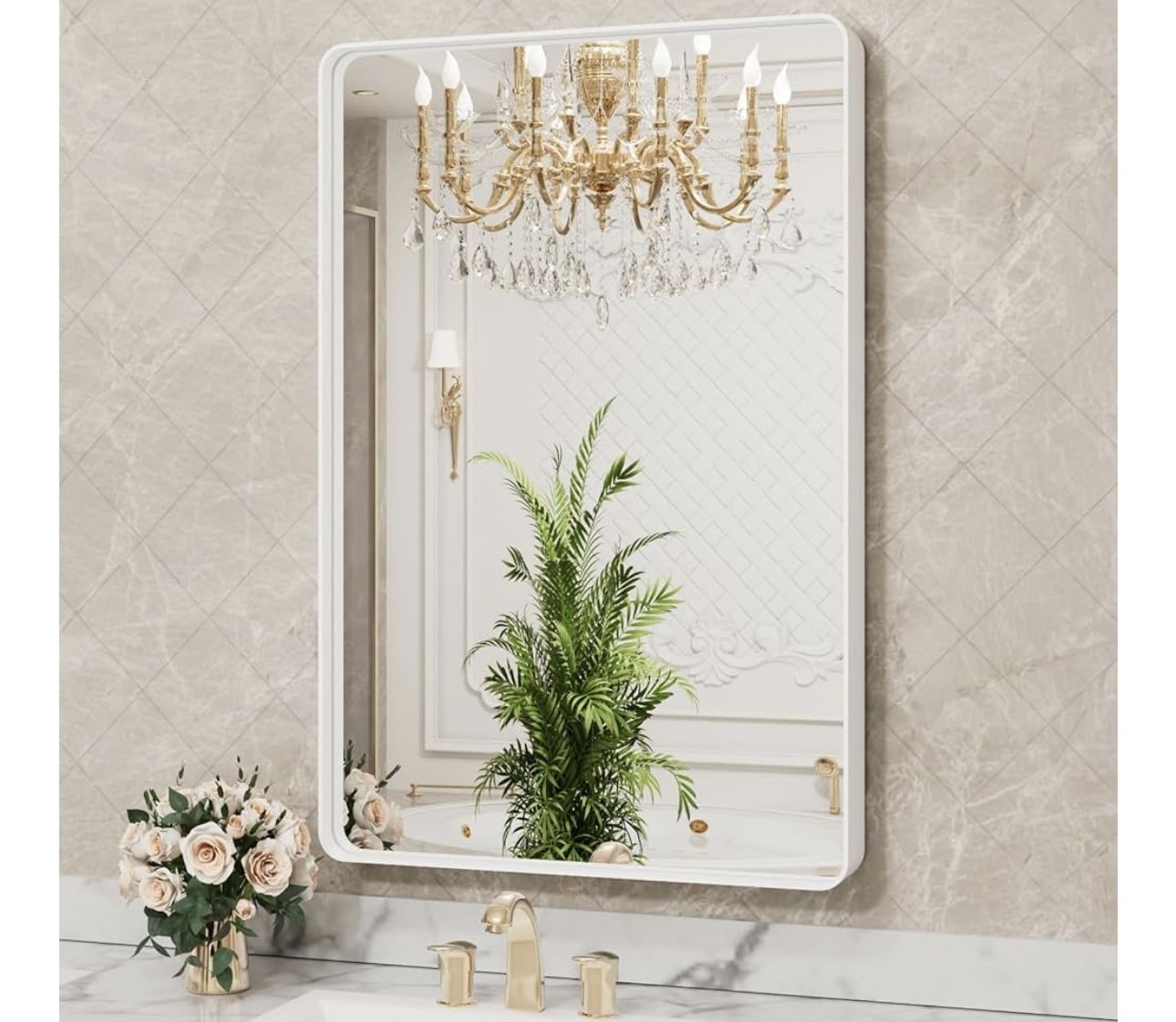 New- 24 X 36 White Wall/ Vanity Mirror