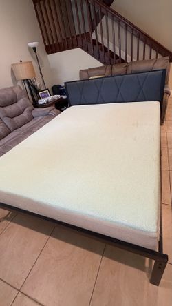 Queen size metal bed and mattress