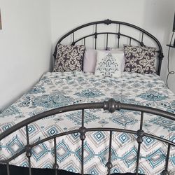 Queen Metal Bed Set – Frame, Mattress, & Box Spring Included