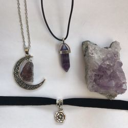 Amethyst choker & necklace bundle