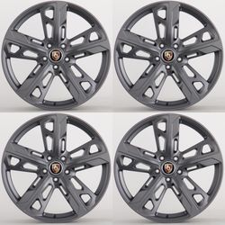 Porsche Set of 4 Staggered 22" Wheels (9.5J/11.5J) Satin Gunmetal 5-130 ET70/70 CB71.6