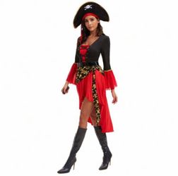 Pirate Adult Women’s Halloween Costume. Size Medium (New) *Dress **Hat *Belt.