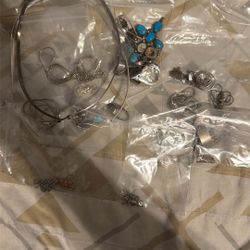 Silver Lot Scrap Or Wearable Jewelry And Some Fixable 