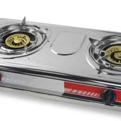 27,000 BTU Double Burner Stove Auto Ignition Outdoor Propane Portable Camping RV Cooking Range Adjustable Knob Countertop