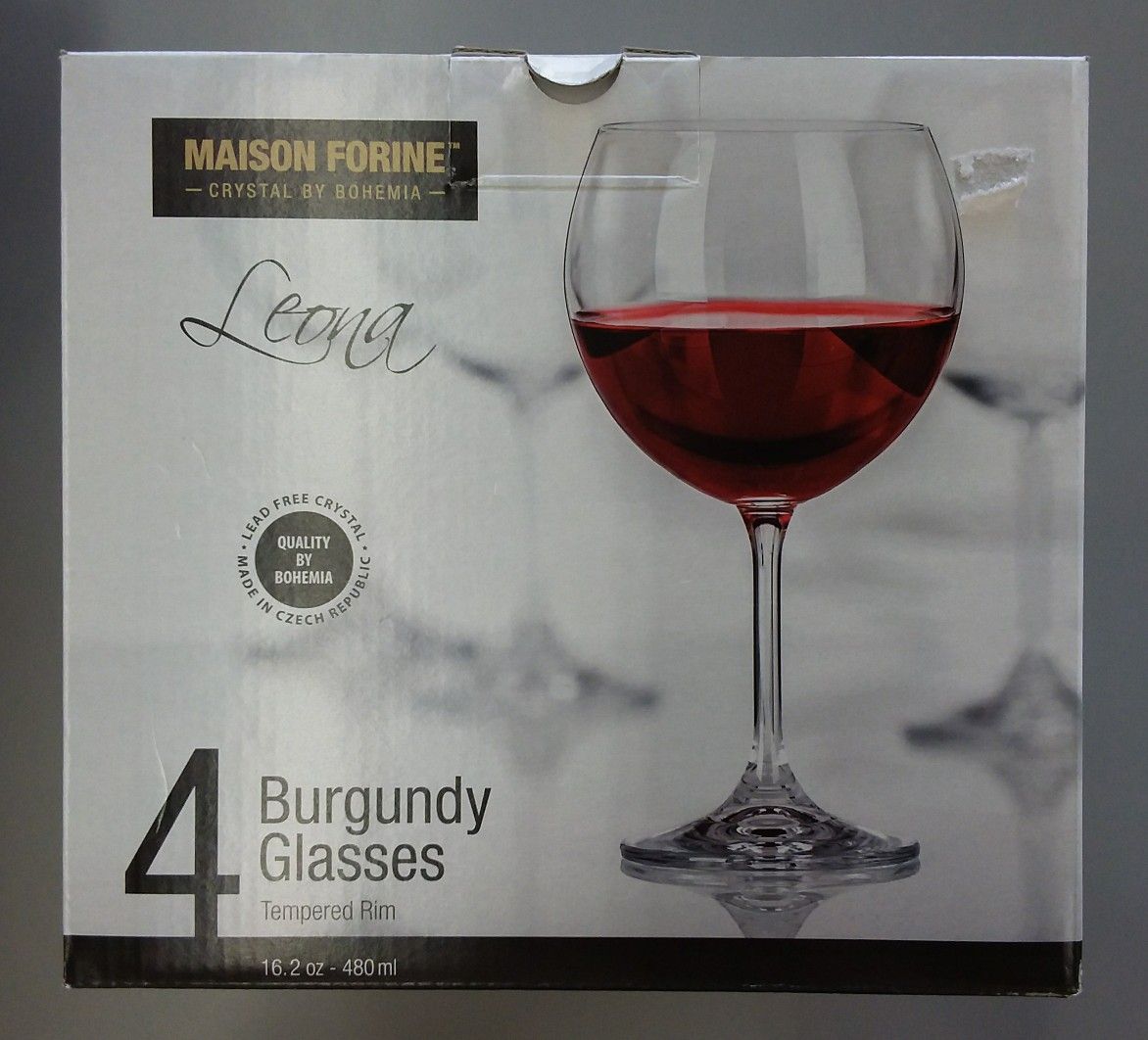 Maison Forine Crystal by Bohemia Leona 4 Burgundy Glasses