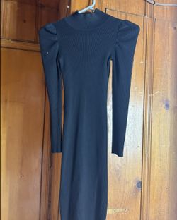 blue long sleeve long dress