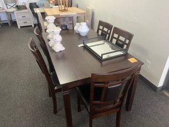 Dark Brown Dining Table with 6 Chairs