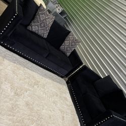 Black 2pc Sofa Couch Set (DELIVERY AVAILABLE)