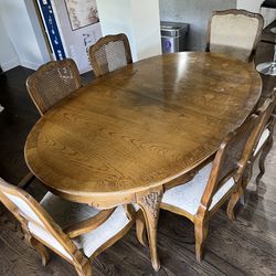 Vintage Milling Road By Baker Extendable Solid Wood Dining Table And Chairs Set 6 Wood