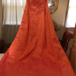 Peach Satin Gown by Jessica McClintock & Gunne Sax