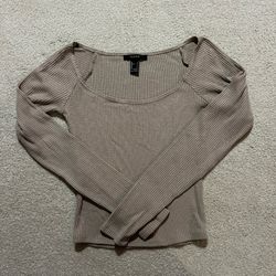 Tan long-sleeve fitted top