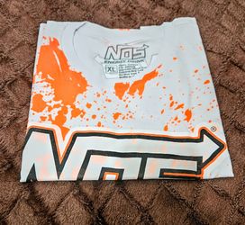 Y-2K Nos-Energy Drink T-Shirt • Orange/White • Men's Size : XL . Racing Motor Cross • Bold Graphic Print Of The Iconic Nos-Logo • Perfect For Racing A