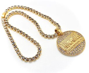 Tennis Chain With Stainless Steel 18K Gold Plated Cubic Zirconia Pendant Size Length: 18”,20 ,24,26,28”
