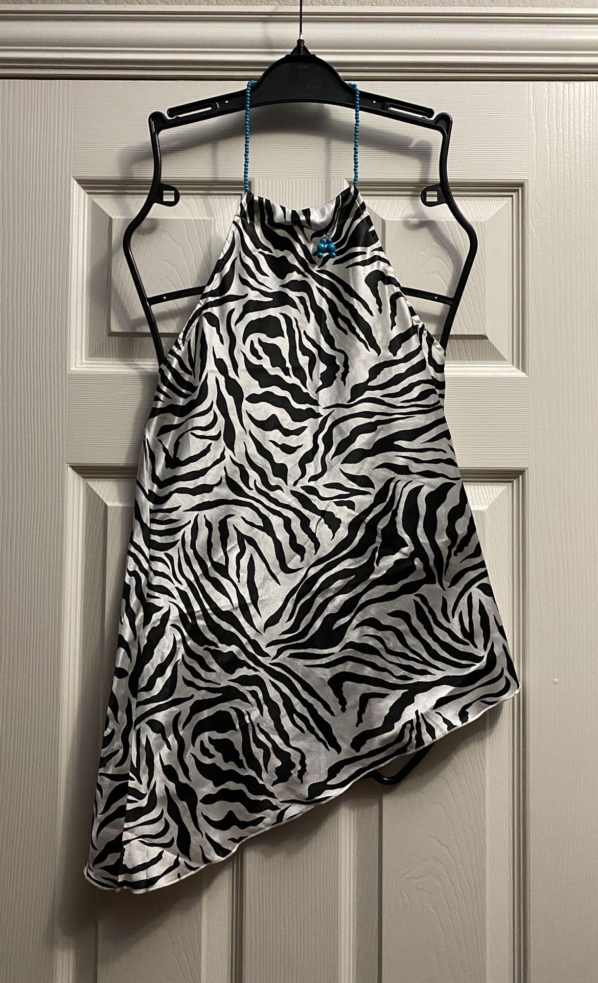 Princy by Jessica Simpson Vintage Asymmetrical Hem Zibra Print Halter Top Sz S