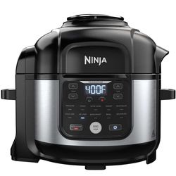 Ninja OS301/FD305CO Foodi 10-in-1 Pressure Cooker and Air Fryer with Nesting Broil Rack, 6.5-Quart Capacity, and a Stainless Finish (Renewed
